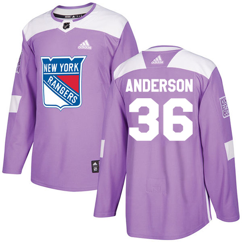 Adidas Rangers #36 Glenn Anderson Purple Authentic Fights Cancer Stitched NHL Jersey